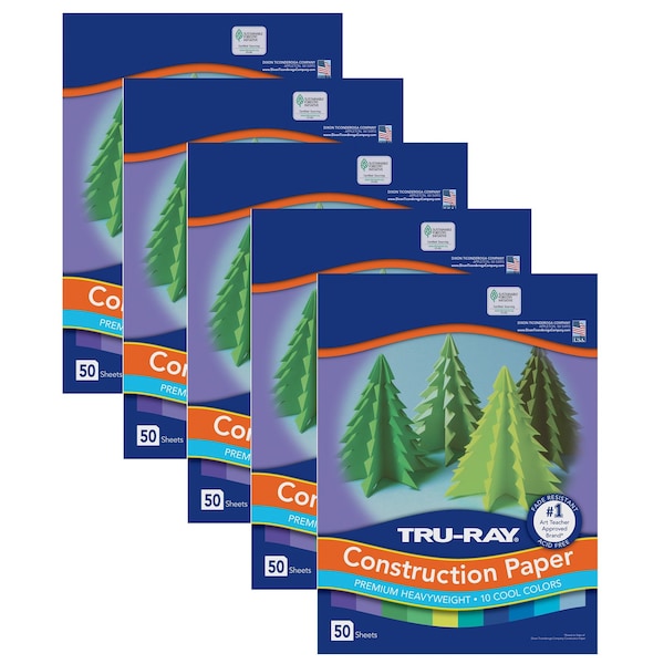 Tru-Ray Construction Paper, Cool Colors, 9x12in, PK250